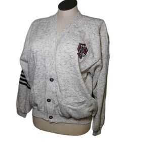 Street Scenes Y2K heather grey oversized varsity style boxy cardigan